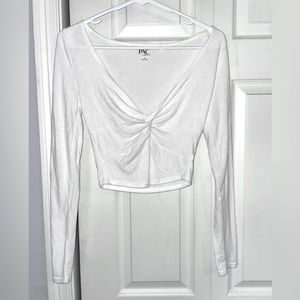 Pacsun White Long Sleeve Cropped Shirt Size Small